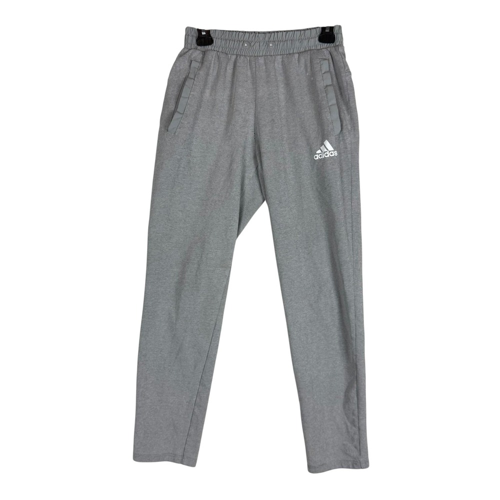 Adidas Pants Mens Small Gray Jersey Sweatpants Elastic Waist Pockets Athletic